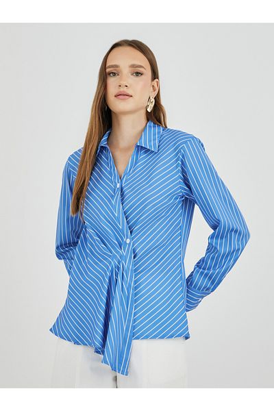 Styli Striped Long Sleeve Wrap Shirt