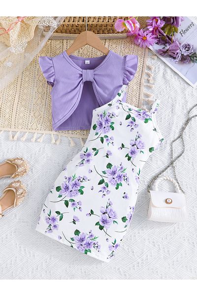 Styli Floral Print Cami Dress and Bolero Set