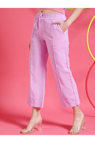 Freehand By Styli Women Purple Straight Fit Solid Pants