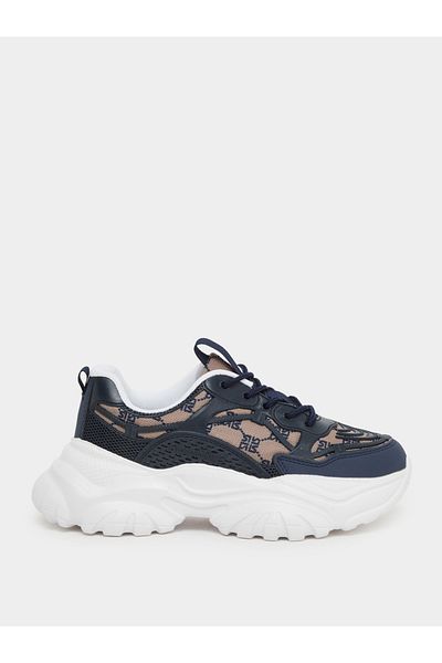Styli Embroidered Lace Up Chunky Sole Sneakers