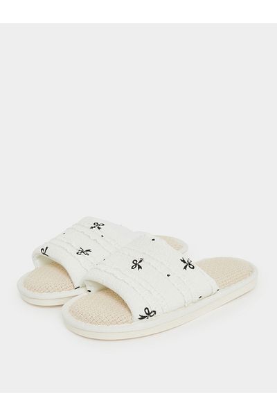 Styli Bow Print Bedroom Slippers