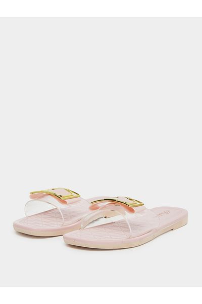Take Two By Styli Buckle Decoration Transparent Vamp Flat Sandals