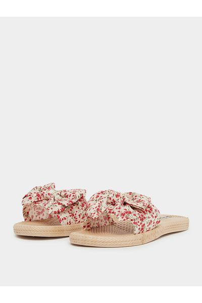 Styli Floral Print Bow Detail Slides