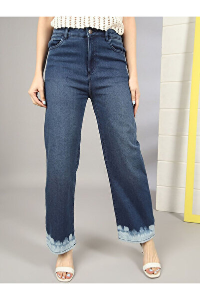 Freehand By Styli بنطلون جينز نسائي أزرق باهت ذو ساق واسعة