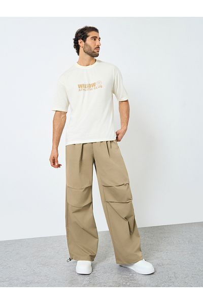 Styli Woven Oversized Fit Open Hem Joggers with Adjustable Loop