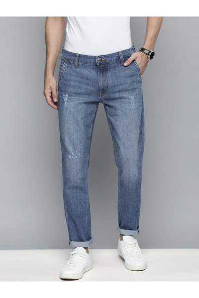 The Indian Garage Co By Styli Men Medium Blue Mid Rise Slim Fit Jeans