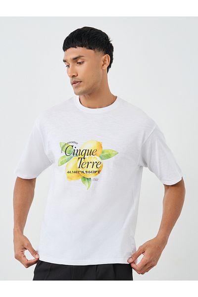 Styli Graphic Print Crew Neck Oversize T-Shirt