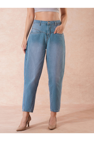 Globus By Styli High-Rise Clean Look Barrel Fit Ankle Length Jeans