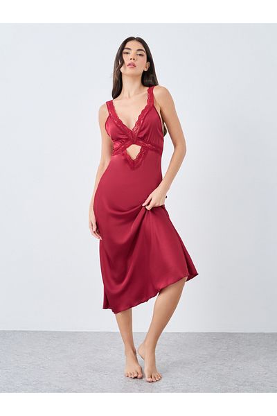 Styli Lace Detail Cut Out Slip Dress