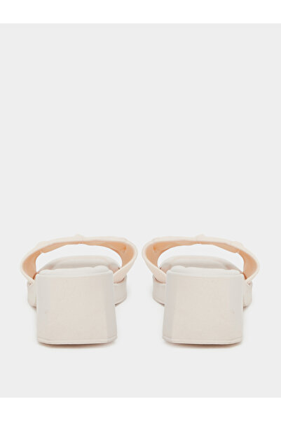 Take Two By Styli Textured Strap Block Heel Slip On Sandals