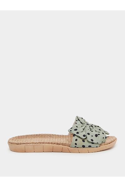 Take Two By Styli Polka Dot Print Bow Detail Flat Sandals