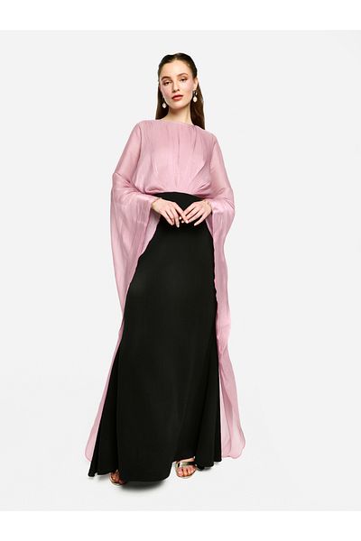 House of Moda By Styli Kimono Sleeve Color Block A-Line Maxi Dress