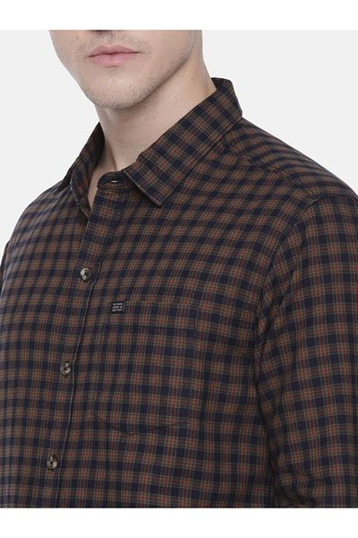 The Indian Garage Co By Styli Men Khaki Slim Fit Checked Casual Shirt