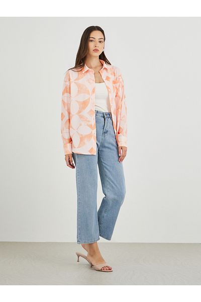 Styli Printed Buttoned Oversized Shirt