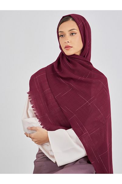 Styli Check Pattern Scarf with Frayed Edge
