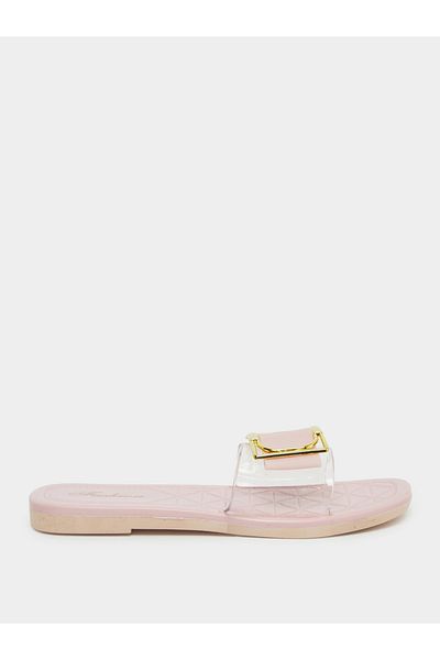 Take Two By Styli Buckle Decoration Transparent Vamp Flat Sandals