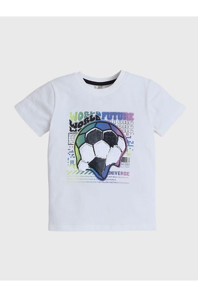 Victor and Jane By Styli Boys Football Graphic Print Cotton T-Shirt and Shorts Set