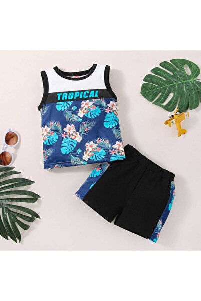 UniqueStore.ro Set de maiou și pantaloni tropicali