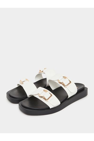 Styli Buckle Accent Open Toe Sandals