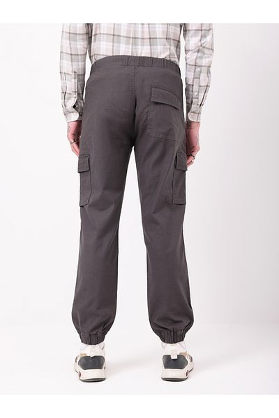 British Club By Styli Men Charcoal Solid Cargo Joggers