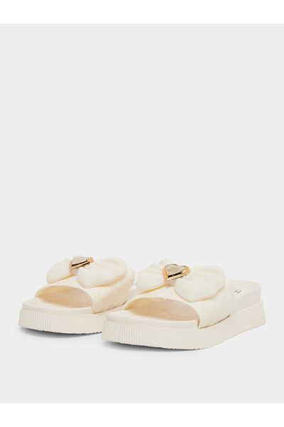 Take Two By Styli Bow Decoration Textured Flat Sandal