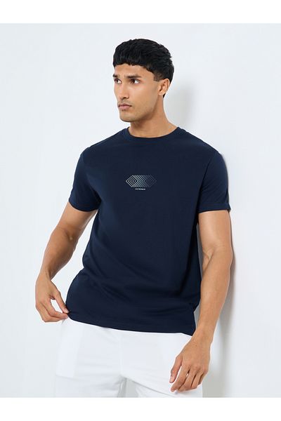 Styli Men Navy Blue Graphic Print Regular Fit T-Shirt