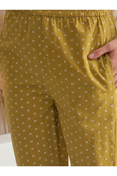 Sanskrutihomes By Styli Women Yellow All-Over Print Pure Cotton Top and Pyjama Set