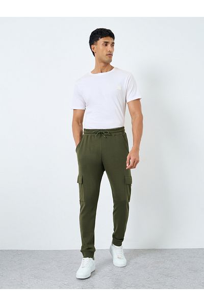 Styli Men Olive Slim Fit Cargo Joggers