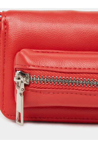 Styli Red Long Strap Zip Pocket Bum Bag