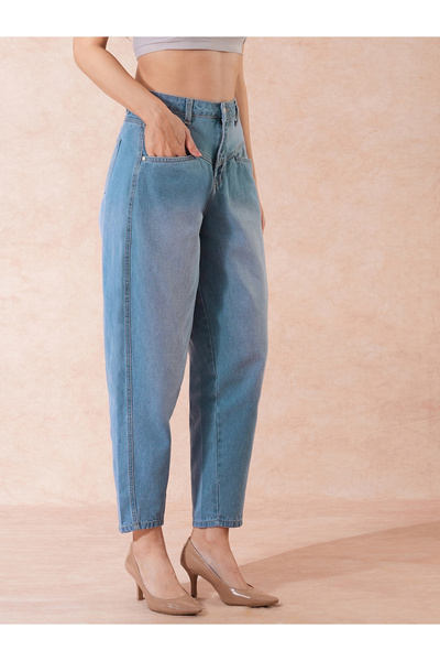 Globus By Styli High-Rise Clean Look Barrel Fit Ankle Length Jeans