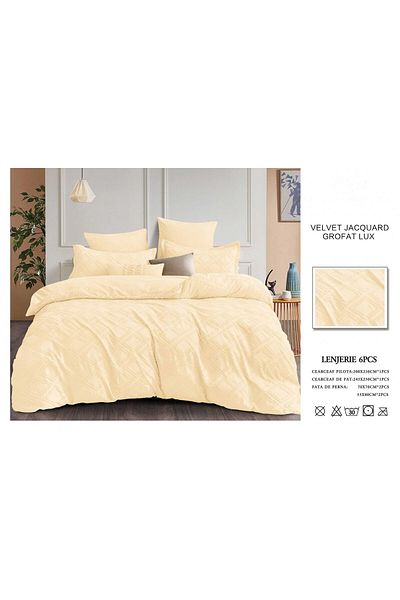 FIONNA.RO Embossed Printed Finet Bed Linen - Yellow