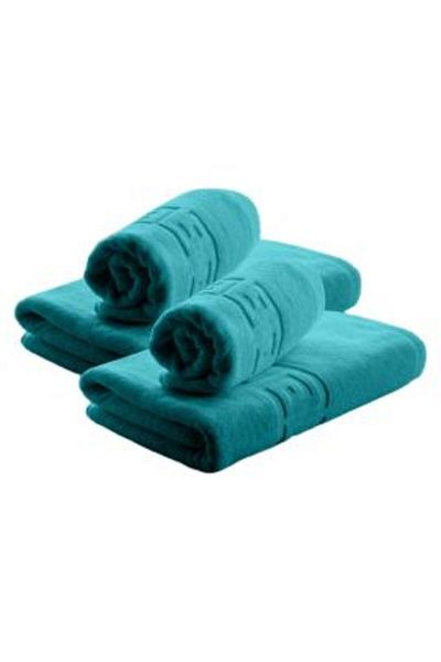 Ralex Set 4 bath towels 2 body 70 x 140 cm and 2 face 50 x 90 cm 100% Cotton Greek Border 500 g/sqm, Turqu