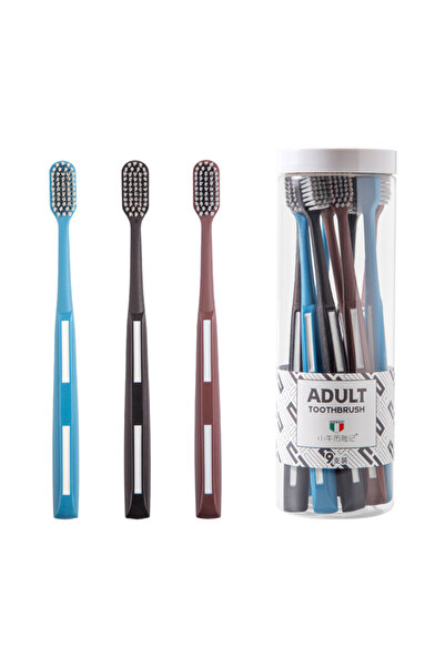 Choice3 9 Pack Hard bristled manual toothbrush rounded bristles suitable for men adult home deep cleaning (c