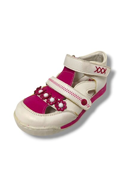 ŞİRİNGENÇ 3072-20 Κοριτσίστικα πέδιλα με διπλό Velcro Floral σχέδιο Λευκό Ροζ...