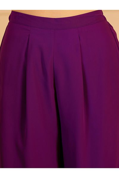 INDO STREET By Styli Purple Foil Print V Neck Tunic and Trousers Set