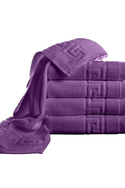 Ralex Pack of 5 Body Bath Towels 70 x 140 cm 100% Cotton, Greek Border 500 gsm, Purple