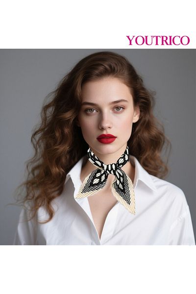 Youtrico Square Scarf-70*70cm Sun Shielding Wrinkled Squar Polka Dot Crinkle Pleat Faux Silk