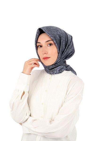 Bursa İpek Smoked Art Pattern Twill Silk Scarf