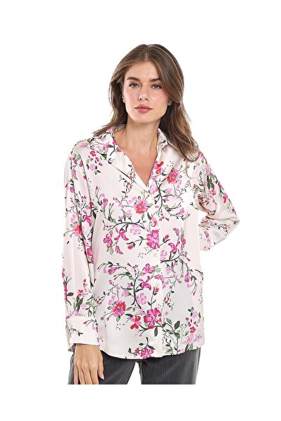 R&B قميص مطبوع عليه زهور مع ياقة كلاسيكية وأكمام طويلة