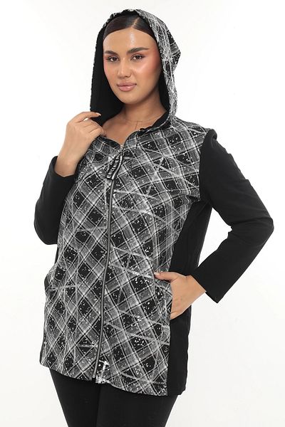 Lady Majestic Hooded Large Size Zippered Cardigan