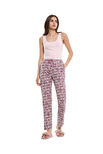 R&B بنطلون صالة منقوش مع خصر برباط