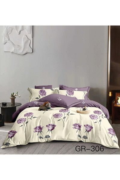 FIONNA.RO Finet Bed Linen - Purple With Roses