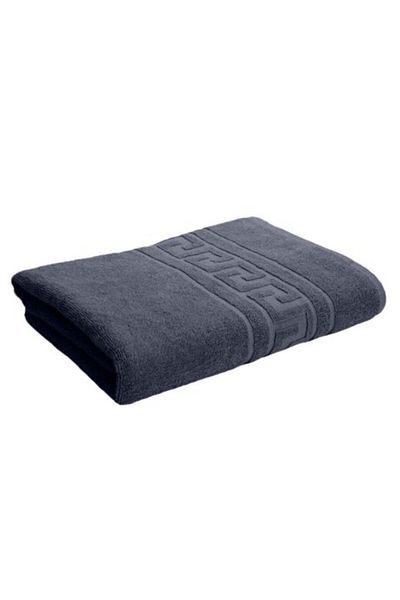 Ralex Bath towel 70 x 140 cm 100% Cotton, Greek Border 500 g/m², Dark Gray