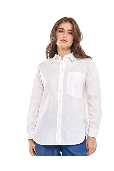 R&B قميص بتفاصيل جيوب وياقة كلاسيكية وأكمام طويلة