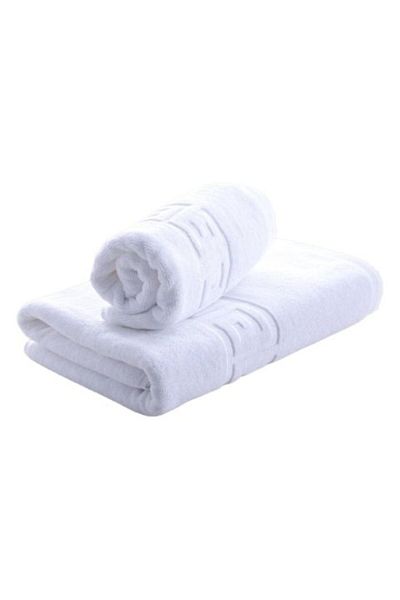 Ralex Set 2 bath towels - body 70 x 140 cm and face 50 x 90 cm, 100% Cotton, Greek Border 500 gsm, White