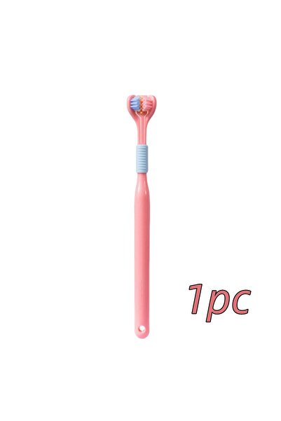choice2 فرشاة أسنان وردية اللون، قطعة واحدة، 4 قطع، بشعيرات ناعمة، ثلاثية الجوانب، فرشاة أسنان لطيفة لتنظيف أسنان البالغين للعناية الكاملة باللثة