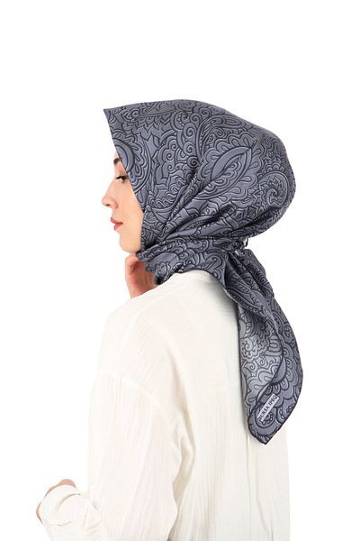Bursa İpek Smoked Art Pattern Twill Silk Scarf