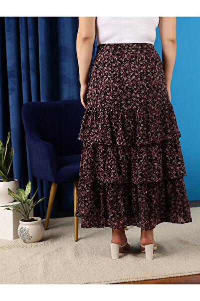 CURVY STREET By Styli Plus Size Floral Printed A-Line Maxi Skirt