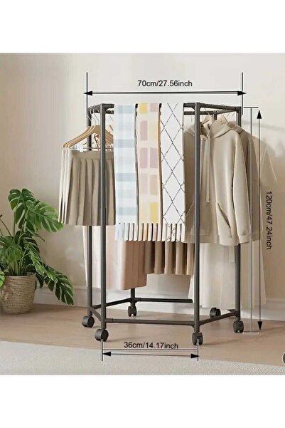 TRENDESK Altıgen Siyah kıyafet Askısı Metal Yatak Odası ve Balkon için Askılı...