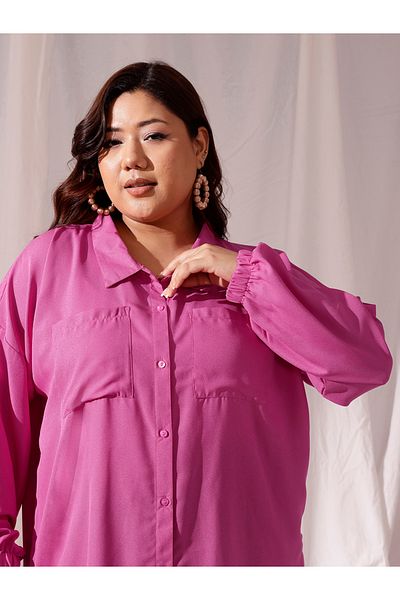 CURVY STREET By Styli Plus Size Spread Collar Oversized Shirt